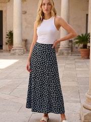 Roman Blue Mini Floral Print Panel A-Line Skirt - Image 2 of 4