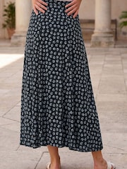 Roman Blue Mini Floral Print Panel A-Line Skirt - Image 3 of 4