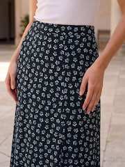 Roman Blue Mini Floral Print Panel A-Line Skirt - Image 4 of 4