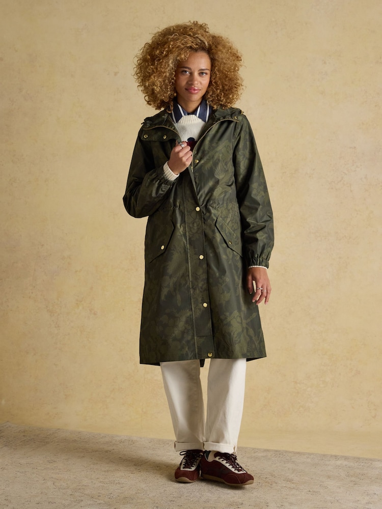 Joules Holkham Green Waterproof Packable Raincoat With Hood - Image 1 of 10
