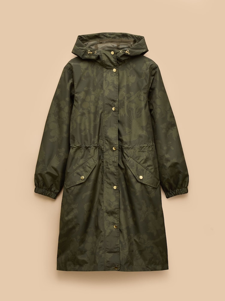 Joules Holkham Green Waterproof Packable Raincoat With Hood - Image 10 of 10
