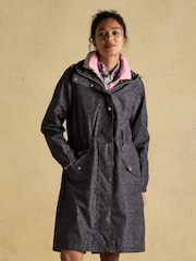 Joules Holkham Black Waterproof Packable Raincoat With Hood - Image 1 of 9