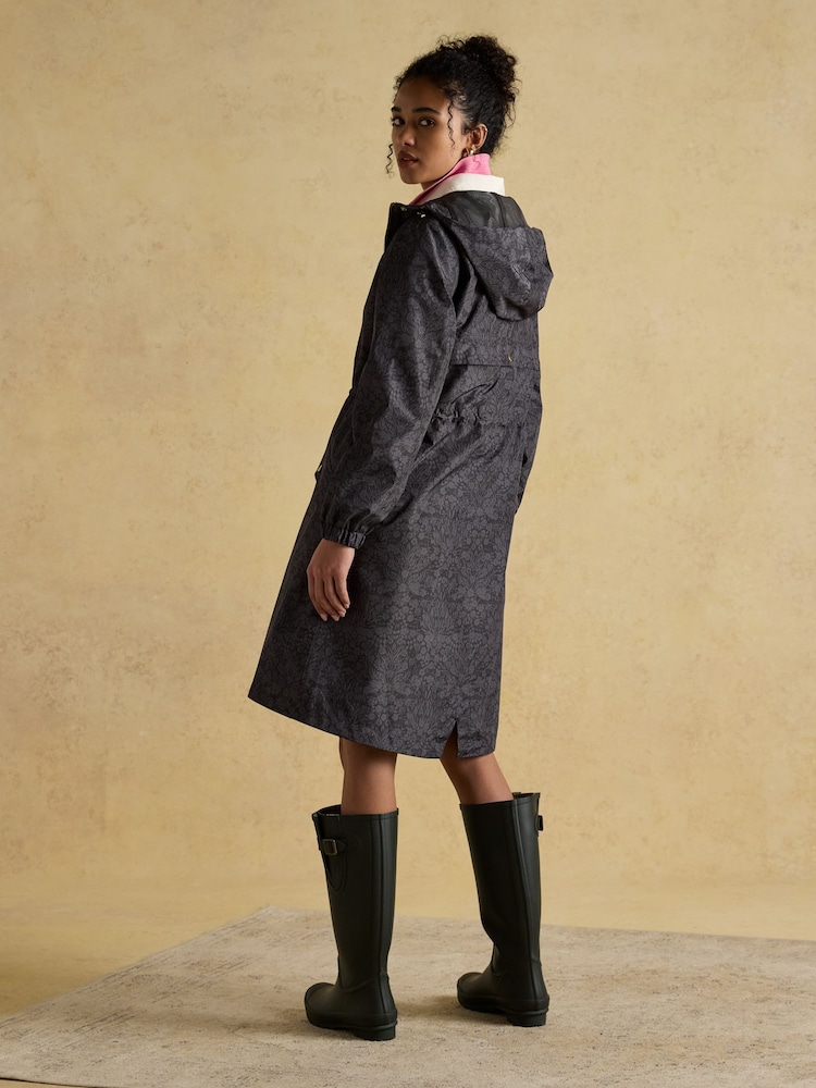 Joules Holkham Black Waterproof Packable Raincoat With Hood - Image 2 of 9