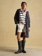 Joules Holkham Black Waterproof Packable Raincoat With Hood - Image 4 of 9
