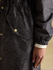 Joules Holkham Black Waterproof Packable Raincoat With Hood - Image 6 of 9