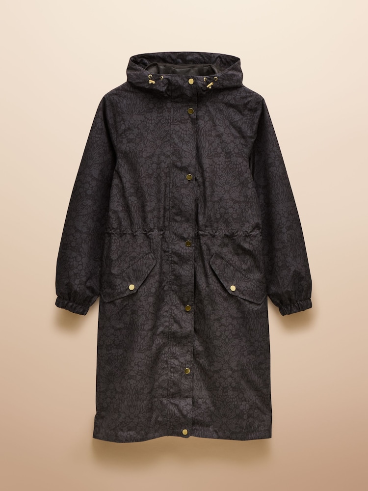 Joules Holkham Black Waterproof Packable Raincoat With Hood - Image 9 of 9
