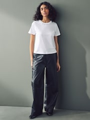 Blanco/plateado - Chain Neck Detail 100% Cotton T-Shirt - Imagen 3 de 7