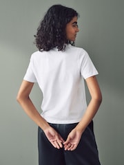 Blanco/plateado - Chain Neck Detail 100% Cotton T-Shirt - Imagen 4 de 7