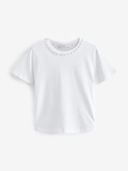 Blanco/plateado - Chain Neck Detail 100% Cotton T-Shirt - Imagen 5 de 7