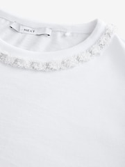 Blanco/plateado - Chain Neck Detail 100% Cotton T-Shirt - Imagen 6 de 7