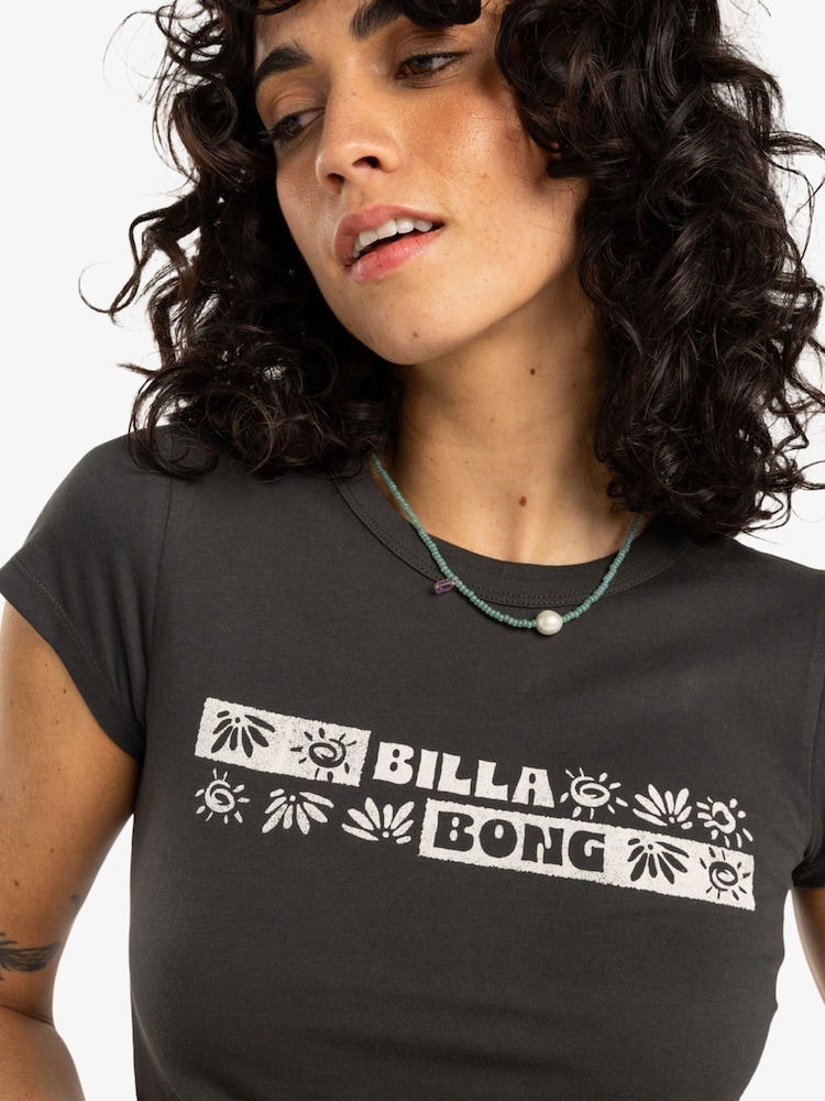 Billabong 100% Cotton Paradise Way Logo Black T-Shirt - Image 3 of 4