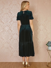 Yumi Green Velvet Midi Dress - Image 2 of 5