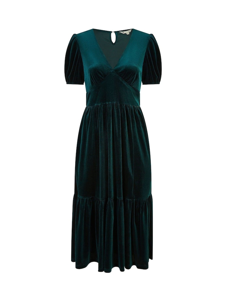 Yumi Green Velvet Midi Dress - Image 5 of 5
