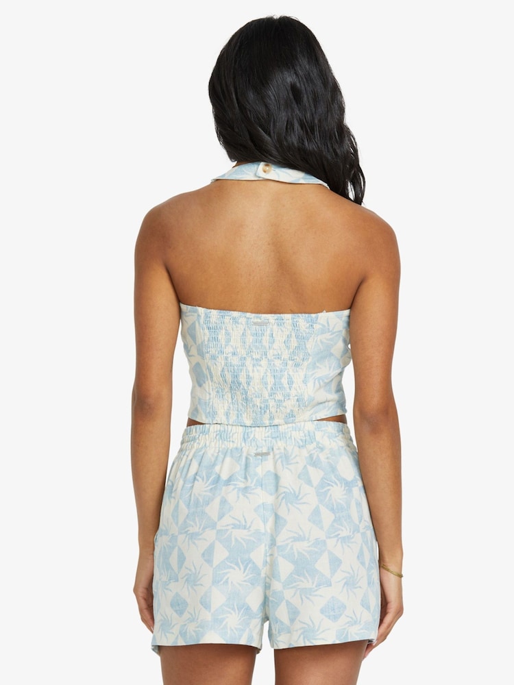 Billabong Blue 100% Cotton Sunflower Summer Shorts - Image 2 of 4