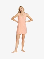 Billabong Pink 100% Cotton Feeling Lovely Broderie V-Neck Dress - Image 2 of 5