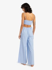Billabong Blue 100% Cotton To the Moon Open Back Chambray Jumpsuit - Imagen 2 de 5