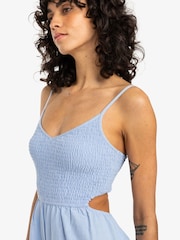 Billabong Blue 100% Cotton To the Moon Open Back Chambray Jumpsuit - Imagen 3 de 5