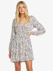 Billabong Blue Summer Floral Open Back Dress - Изображение 1 из 5