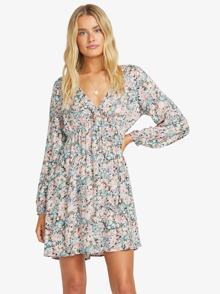 Billabong Blue Summer Floral Open Back Dress - Изображение 1 из 5