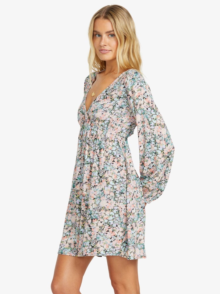Billabong Blue Summer Floral Open Back Dress - Изображение 5 из 5
