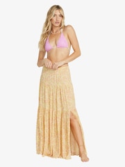 Желтая ярусная юбка макси с цветочным принтом Billabong - Изображение 1 из 4