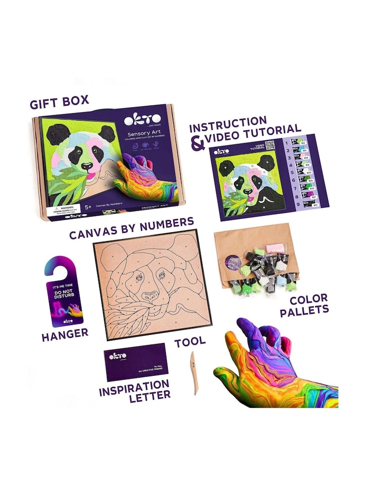 OKTO Clay Sensory Air Clay Painting by Numbers - Panda - Image 5 of 5