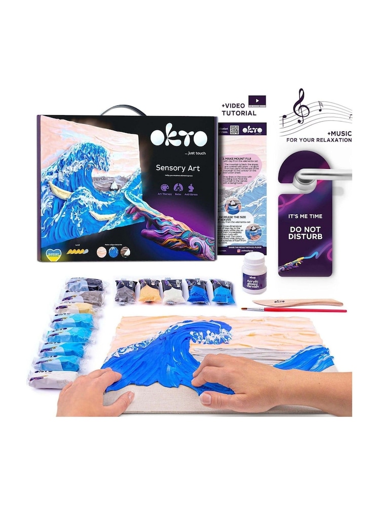 OKTO Clay 3D Sensory Art Canvas with The Great Wave of Kanagawa - Image 1 of 4