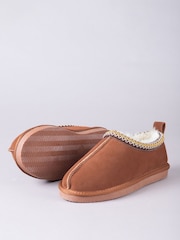 Lakeland Leather Brown Ladies Sheepskin Embroidered Clog Slippers - Image 3 of 5