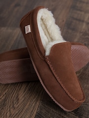 Lakeland Leather Brown Mens Sheepskin Slip-On Moccasins - Image 1 of 3
