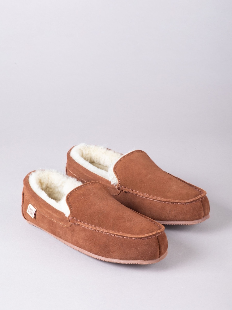 Lakeland Leather Brown Mens Sheepskin Slip-On Moccasins - Image 2 of 3