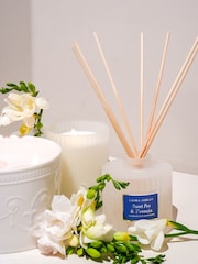 Laura Ashley Pink 550g Decorative White Ceramic Candle Sweet Pea 1 Wick and Freesia - Image 2 of 5