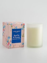Laura Ashley Pink 550g Decorative White Ceramic Candle Sweet Pea 1 Wick and Freesia - Image 3 of 5