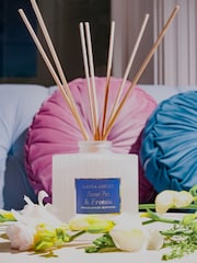 Laura Ashley Pink 100ml Frosted Round Ribbed Glass Diffuser Sweet Pea and Freesia - Image 1 of 5