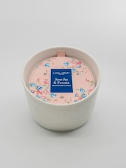 Laura Ashley Pink 550g Decorative White Ceramic Candle Sweet Pea 3 Wick and Freesia - Image 2 of 5