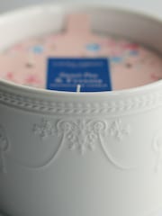Laura Ashley Pink 550g Decorative White Ceramic Candle Sweet Pea 3 Wick and Freesia - Image 3 of 5