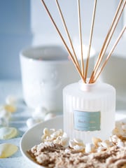 Laura Ashley Blue 100ml Frosted Round Ribbed Glass Diffuser Beachcomber - Image 1 of 5