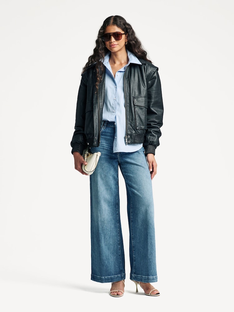Paige Blue Harper 30IN Wide Leg Jeans - Image 1 of 7 Paige Blue Harper 30IN Wide Leg Jeans - Image 1 of 7