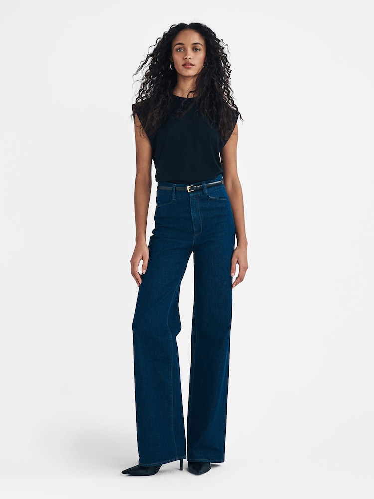 Paige Blue Sasha Wide Leg Back Notch Jeans - Image 2 of 2