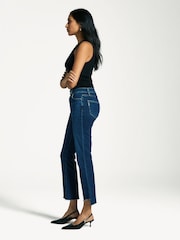 Paige Blue Claudine Crop Raw Hem Straight Jeans - Image 3 of 6