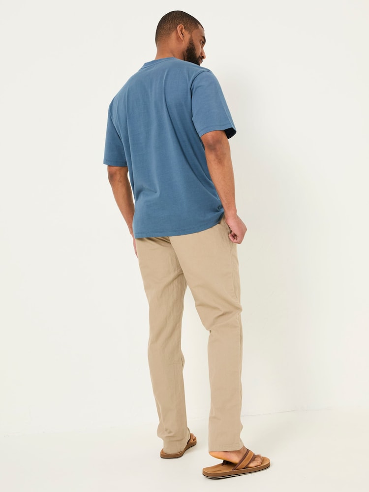 Natural - FatFace Cotton Linen Straight Pull on Trousers - Imagen 2 de 8