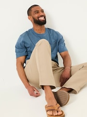 Natural - FatFace Cotton Linen Straight Pull on Trousers - Imagen 4 de 8