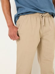 Natural - FatFace Cotton Linen Straight Pull on Trousers - Imagen 5 de 8