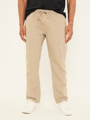 Natural - FatFace Cotton Linen Straight Pull on Trousers - Imagen 7 de 8