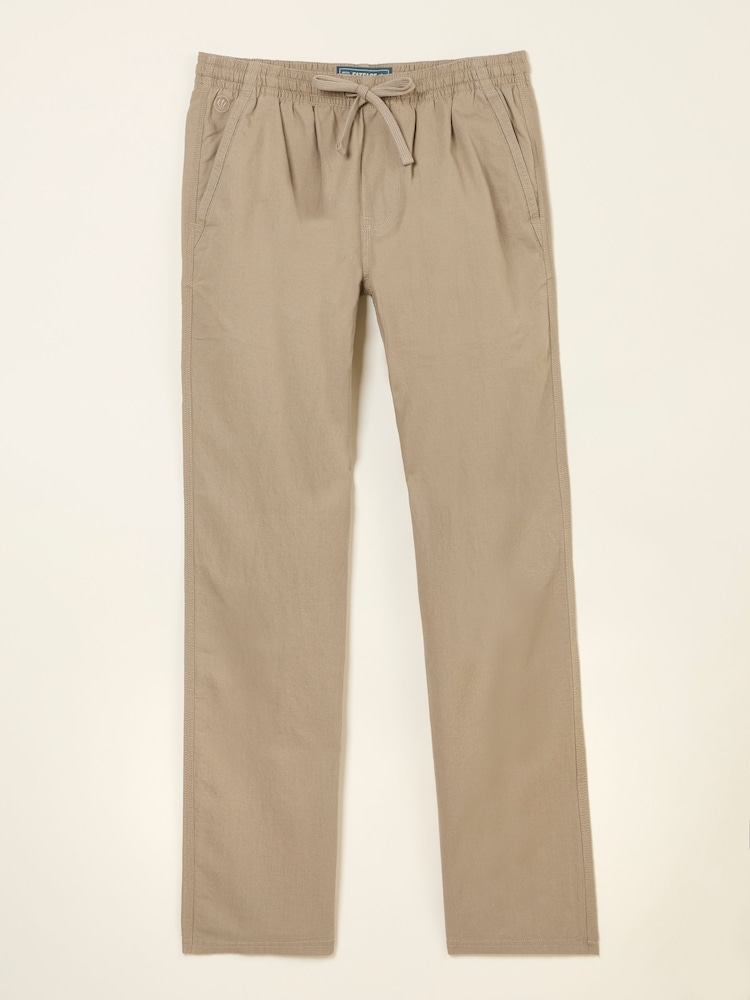 Natural - FatFace Cotton Linen Straight Pull on Trousers - Imagen 8 de 8