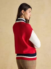 Joules Varsity Red/Cream Colourblock 1/4 Zip Cotton Jumper - Image 2 of 7