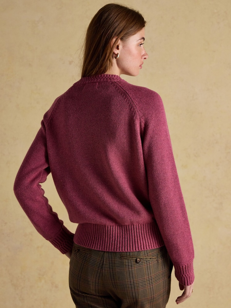 Joules Rutland Pink Intarsia 4x4 Cotton Rich Knitted Jumper - Image 2 of 7 Joules Rutland Pink Intarsia 4x4 Cotton Rich Knitted Jumper - Image 2 of 7