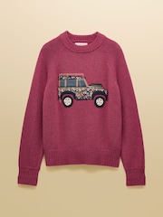 Joules Rutland Pink Intarsia 4x4 Cotton Rich Knitted Jumper - Image 7 of 7