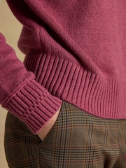 Joules Rutland Pink Intarsia 4x4 Cotton Rich Knitted Jumper - Image 8 of 9