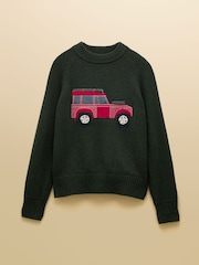 Joules Rutland Green Intarsia 4x4 Cotton Rich Knitted Jumper - Image 9 of 9