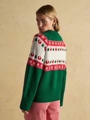 Joules Flocking Around Green Fairisle Christmas Jumper - Image 2 of 9